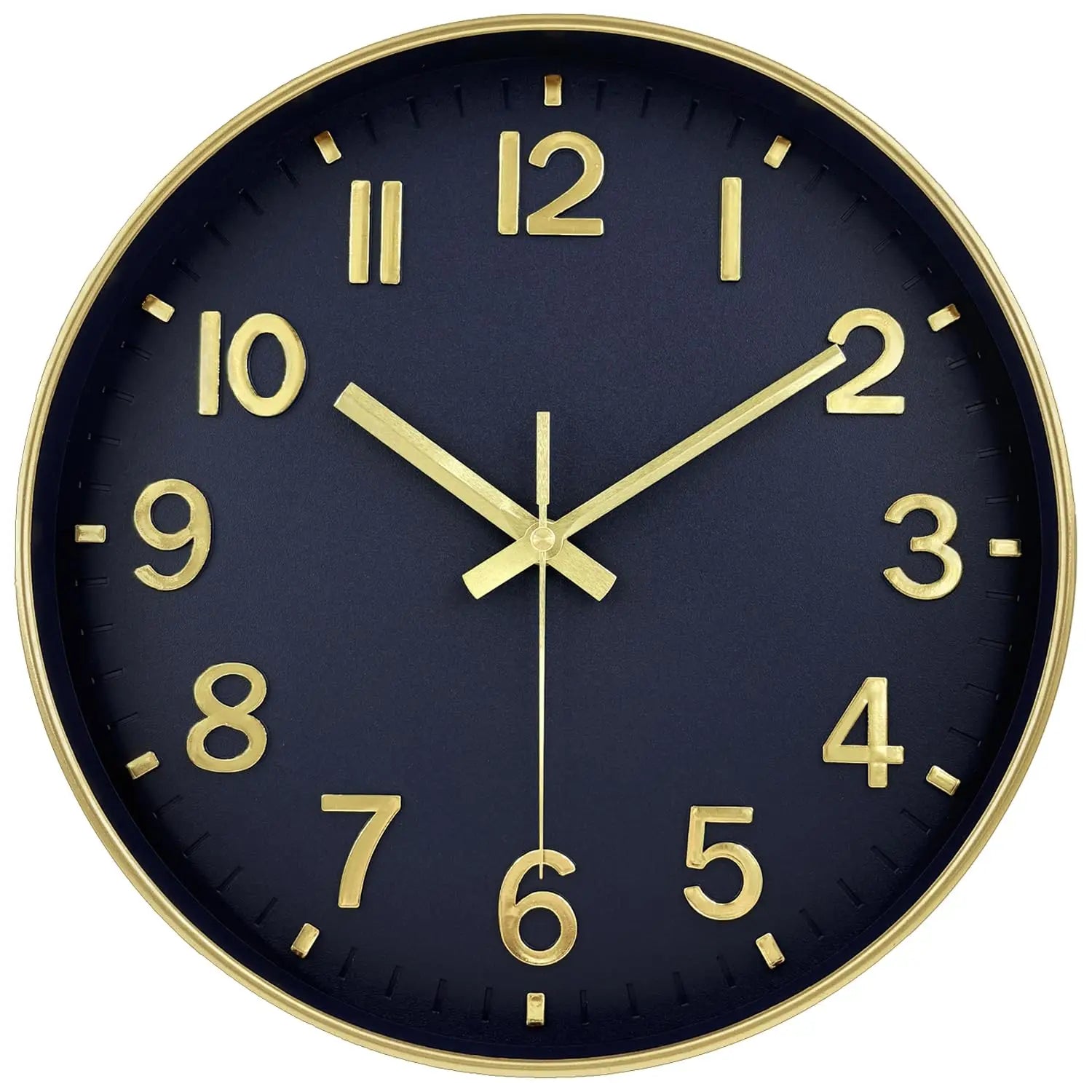 3D Zahlen Quarz Wanduhr – Leise Moderne Deko Uhr Kaufschwan® Dunkelblau 8 Zoll
