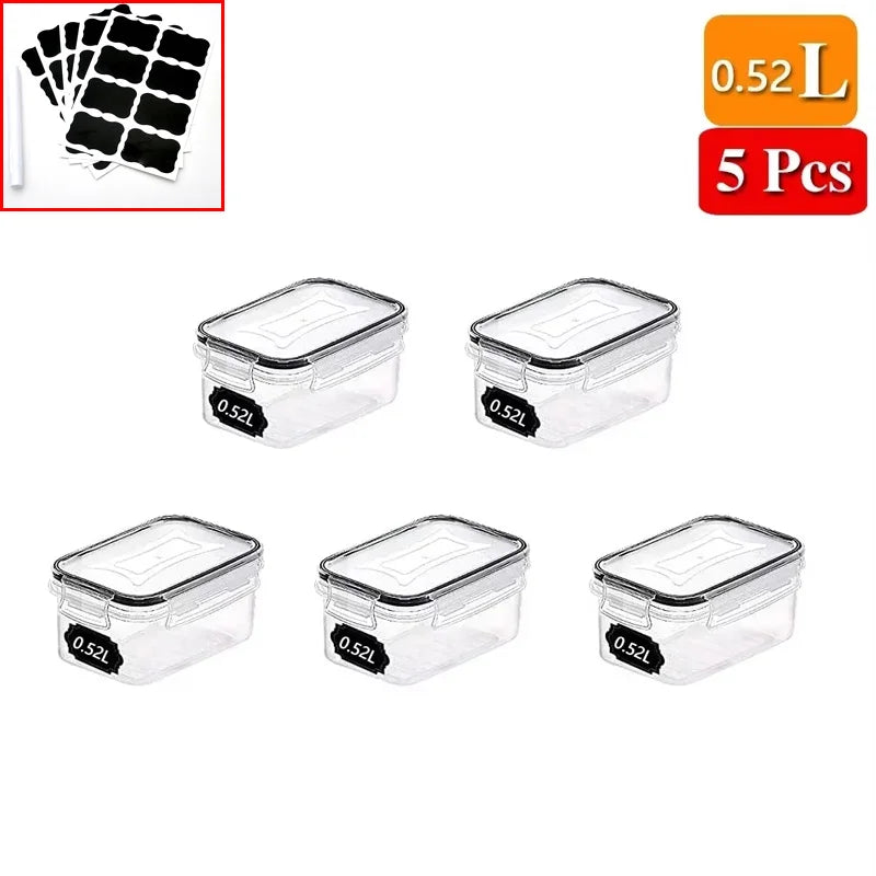 Luftdichtes Lebensmittelbehälter Set – 5-teiliges Küchen Aufbewahrungsset mit Deckel | Versiegelte Kühlschrankboxen für Nudeln & Vorräte Kaufschwan® 0.52L - 5 Stück