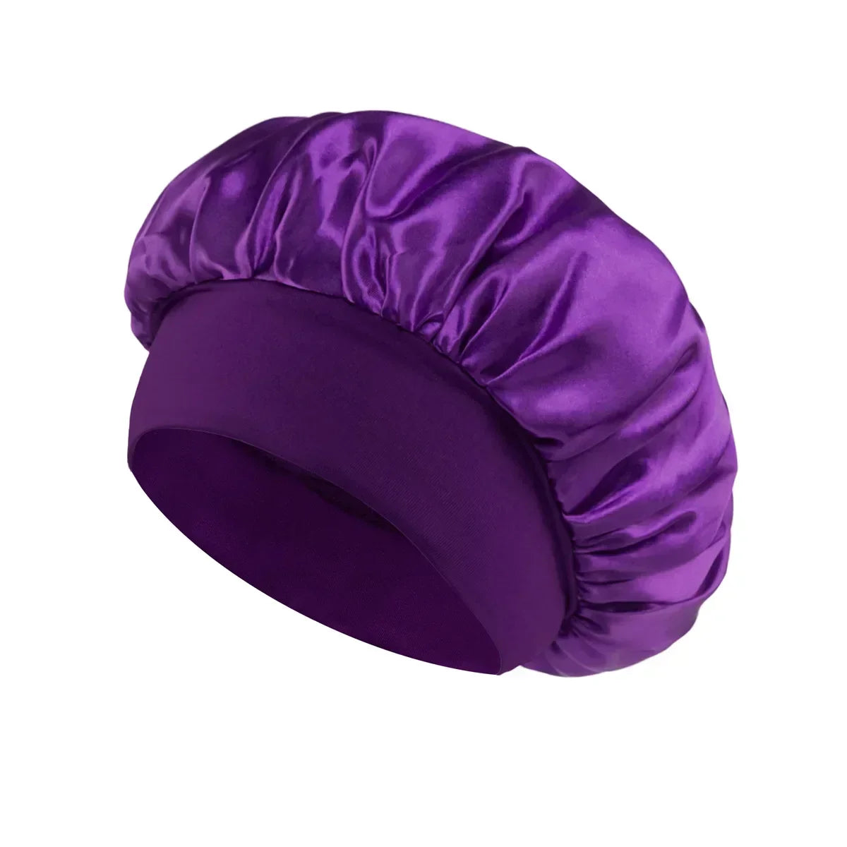 Satin-Schlafhaube für Damen – Große Elastische Haarhaube mit Breitem Weichem Band für Lockiges Haar und Nachtpflege