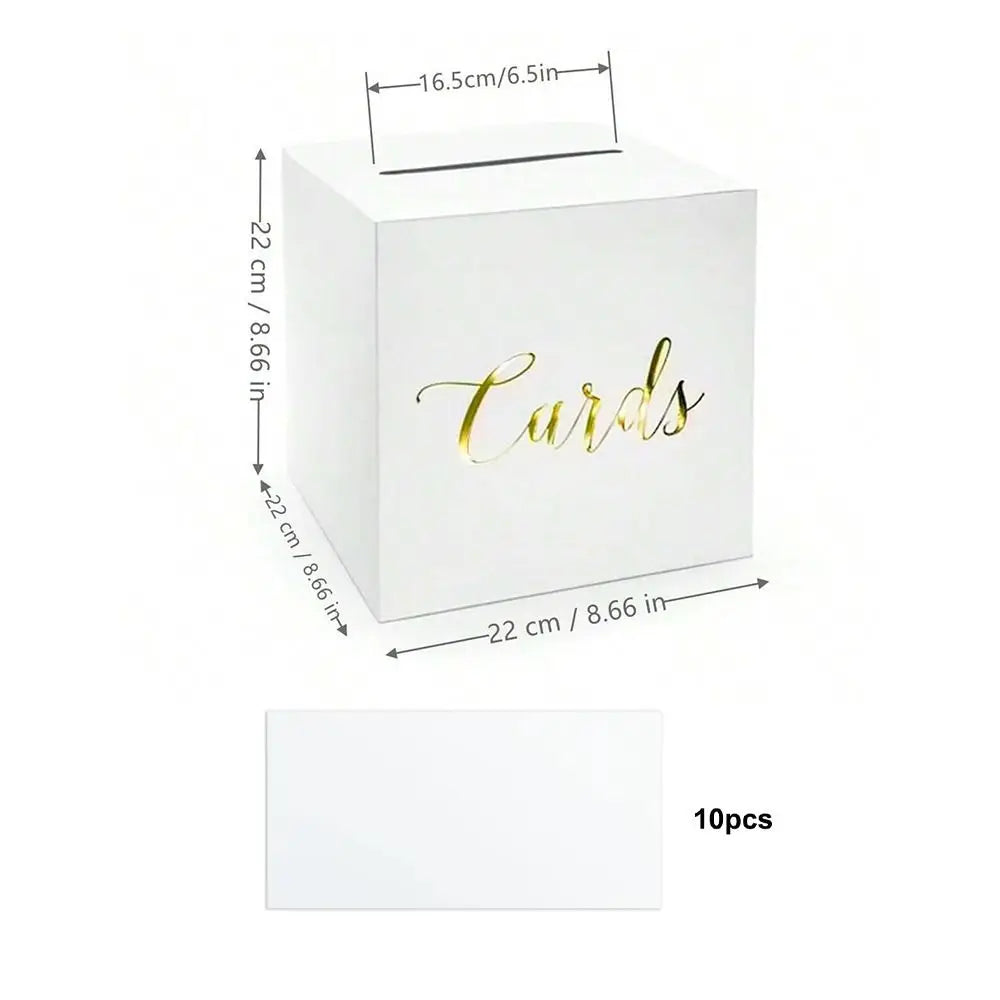 Elegante Hochzeits Kartenbox – Geschenkbox für Glückwünsche und Karten Kaufschwan® Weiß 22-22cm