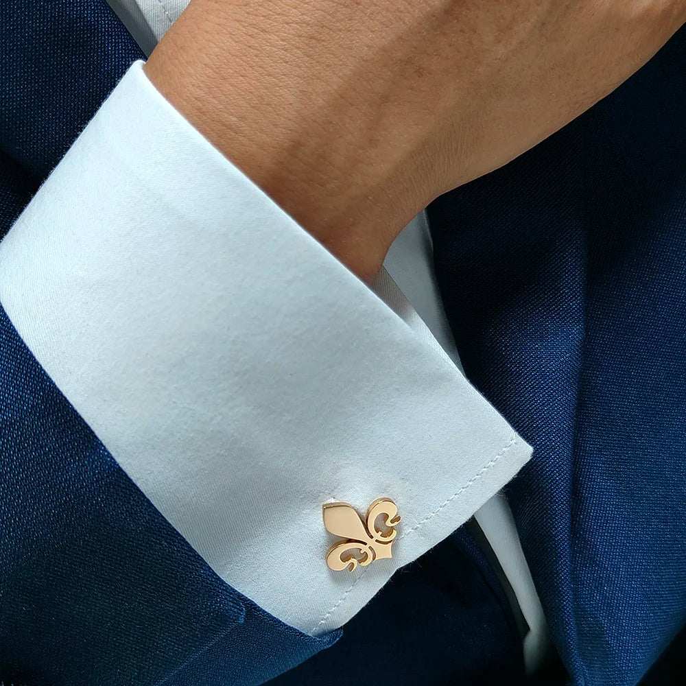 Edelstahl Manschettenknöpfe – Fleur-de-lis Design | Eleganter Schmuck & Reversnadel Geschenk für Freunde Kaufschwan®