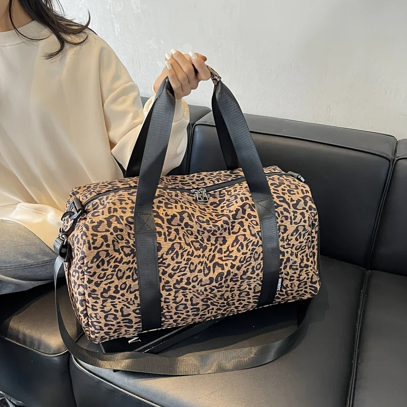 Modische Damen Leopardenmuster Tote Bag – Große Reisetasche Weekender & Overnight Bag mit Schuhfach Kaufschwan®