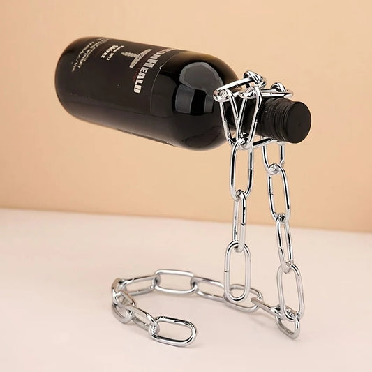 Eisenketten Weinflaschenhalter – Kreativer Schwebender Flaschenständer | Küchen- & Tischdekoration für Weinliebhaber Kaufschwan®
