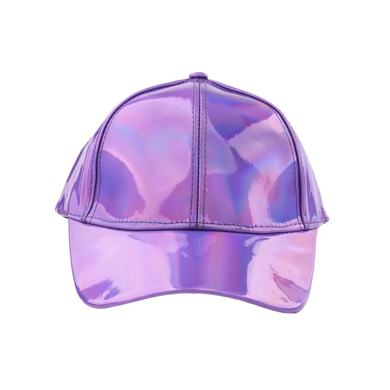 Unisex PU Rainbow Farbwechsel Baseballkappe | Fashion Erwachsenen Laser Hip Hop Baseballcap | Outdoor Freizeit Snapback Glänzende Party Kappe Kaufschwan®