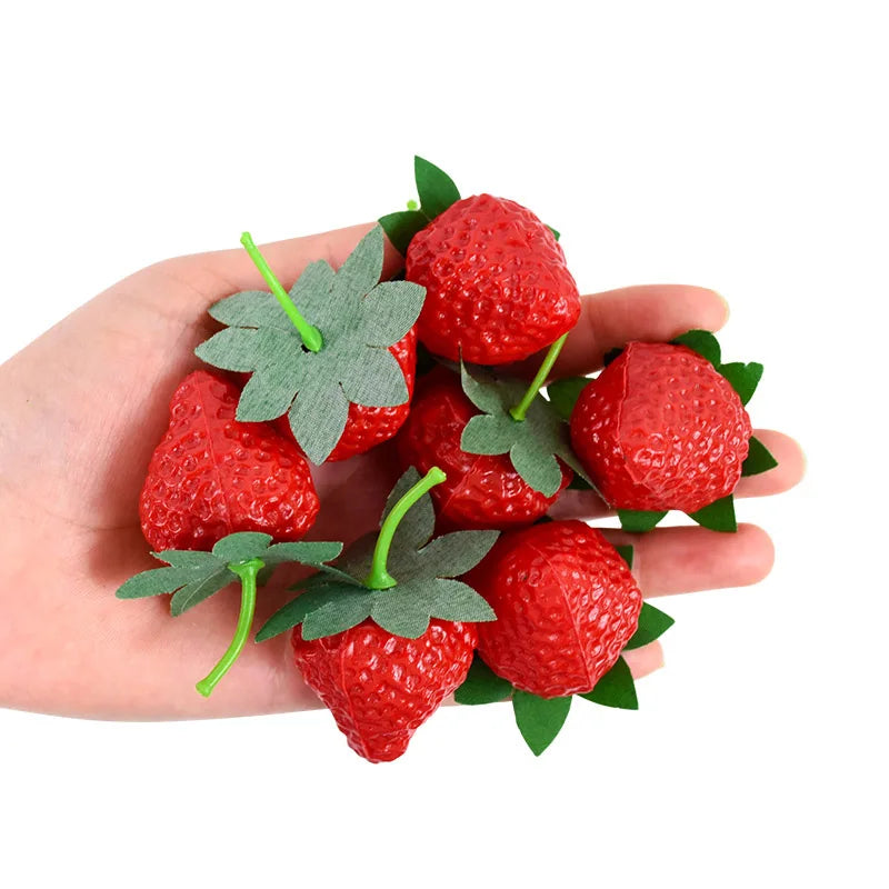 20 Stück Künstliche Erdbeeren – Plastik Simulationsfrüchte für Küche, Tisch, Weihnachten & Party Dekoration Kaufschwan®
