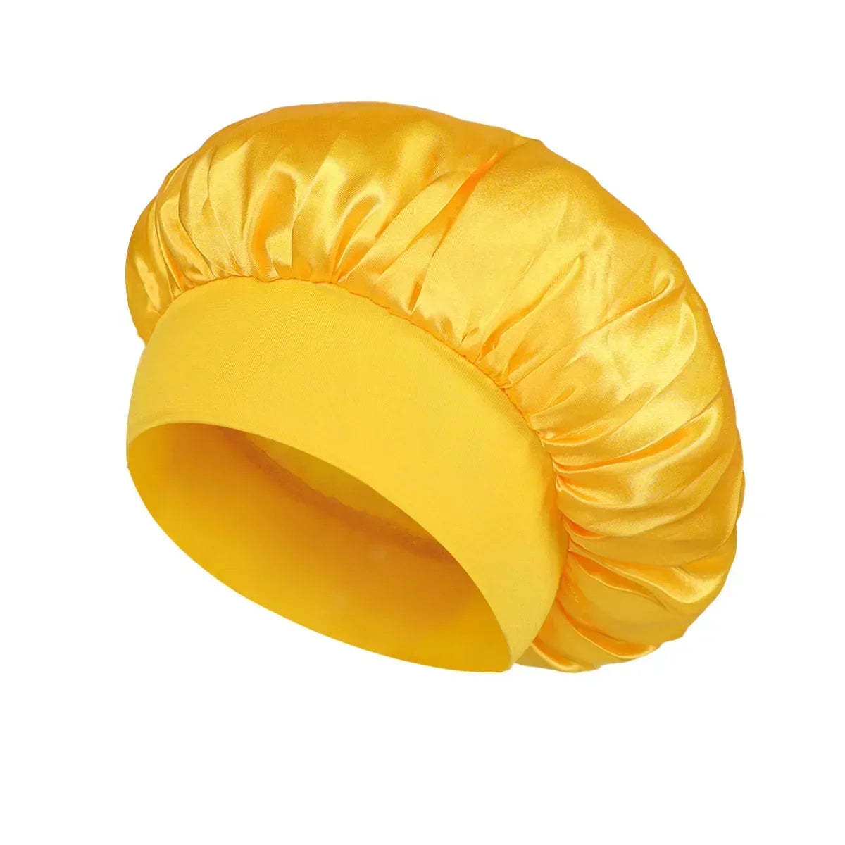 Satin-Schlafhaube für Damen – Große Elastische Haarhaube mit Breitem Weichem Band für Lockiges Haar und Nachtpflege