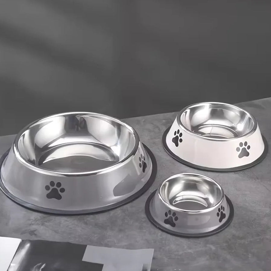 Edelstahl Haustier Futternapf – Rutschfeste Futterschüssel mit Pfoten-Design Kaufschwan®