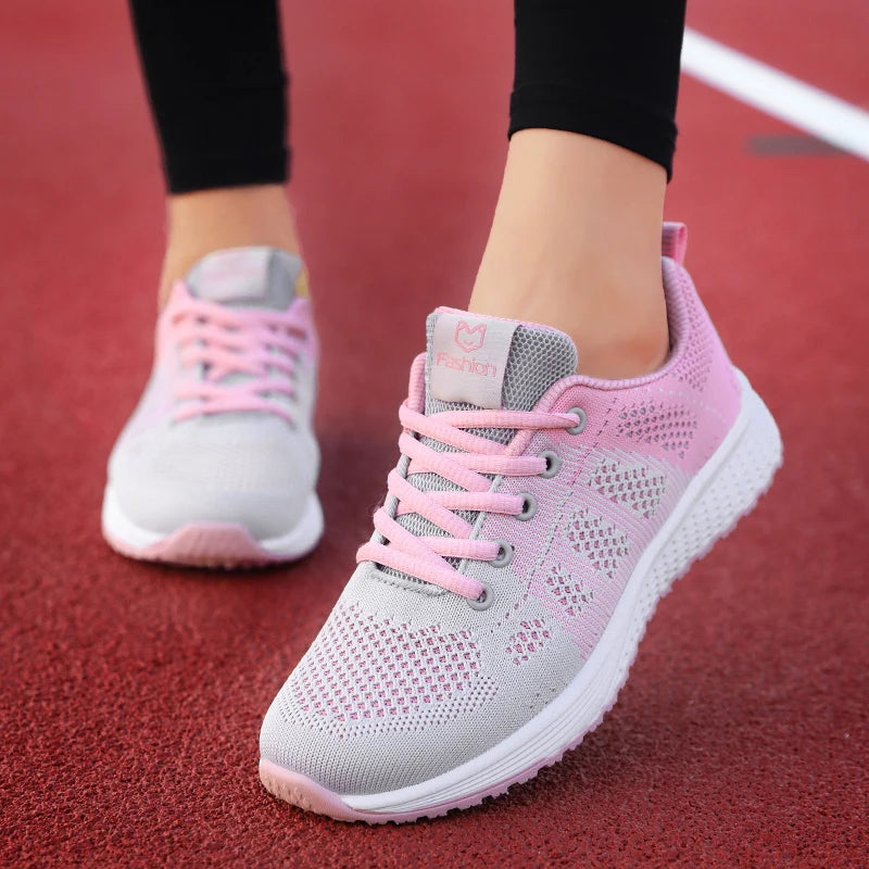 Damen Sportschuhe – Modische Plateau-Sneaker | Frühling & Winter Freizeitschuhe & Laufschuhe für Frauen Kaufschwan® Grau Rosa 36