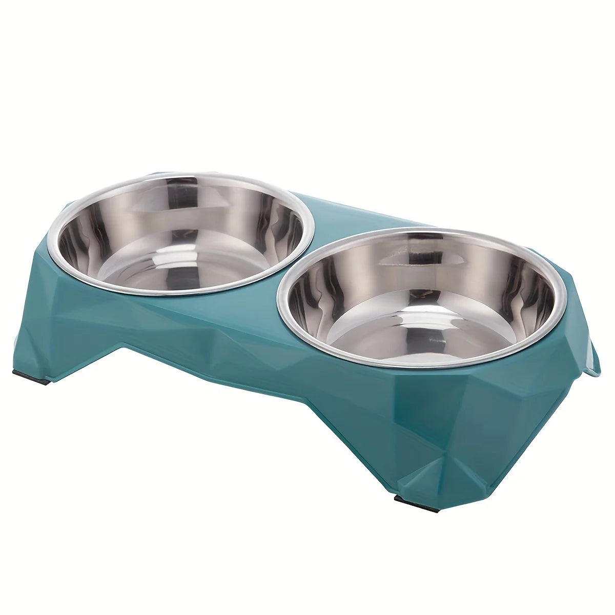 Edelstahl Doppelnapf für Hunde & Katzen – Moderne Futterstation mit Diamantmuster Kaufschwan® Grün