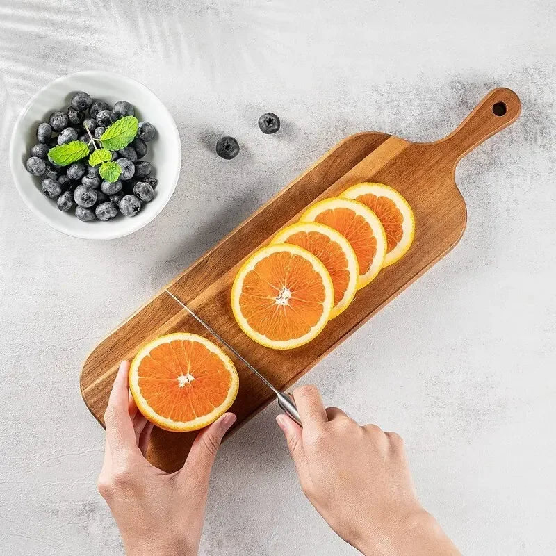Holz Schneidebrett mit Griff – Küchen Servierbrett für Haushalt | Käse- & Charcuteriebrett für Brot, Obst & Speisen Kaufschwan®
