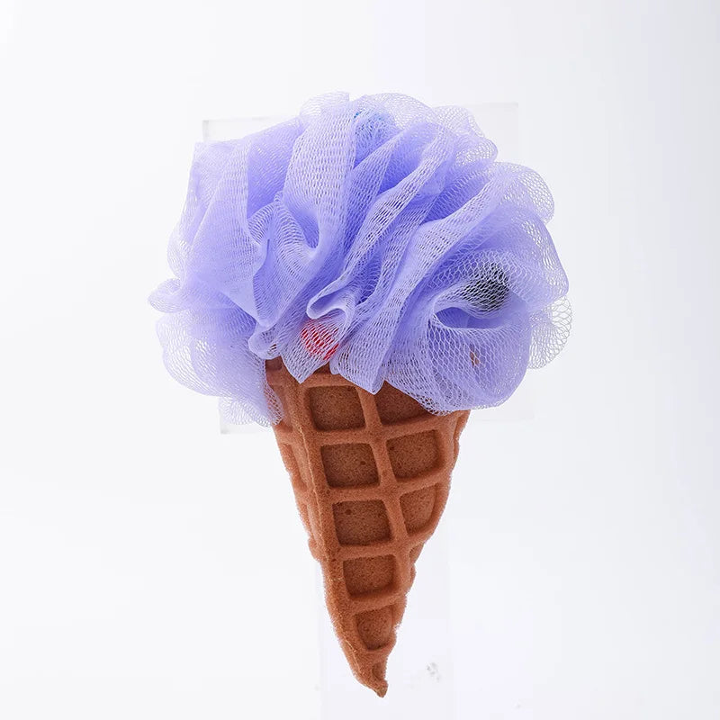 Eiscreme Körper Schwamm – Regenbogen Mesh Bade- & Dusch Peeling Puff Kaufschwan® Eis (Lila)