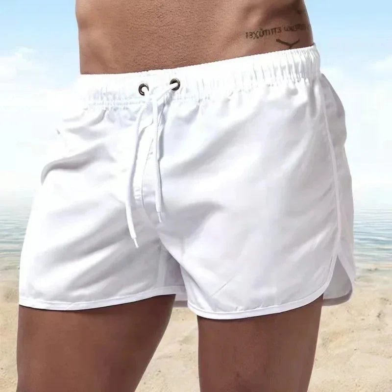 Herren Badeshorts mit Niedriger Taille – Surf Shorts & Boardshorts | Modische und Bequeme Badehose für Sommer & Strand Kaufschwan® M Weiß