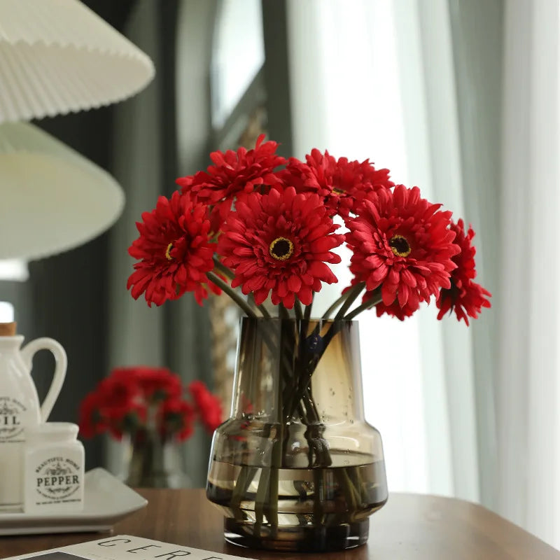 5/10 Stück Künstliche Seiden-Gerbera-Blütenköpfe – Realistische Margeriten für Hochzeit, Garten & Wohnraumdekoration Kaufschwan®