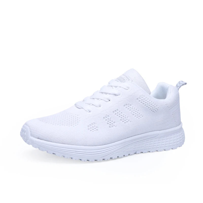 Damen Sneaker – Modische Flache Schuhe mit Plateau-Optik | Bequeme Alltagsschuhe in Übergrößen Kaufschwan® Weiß 35