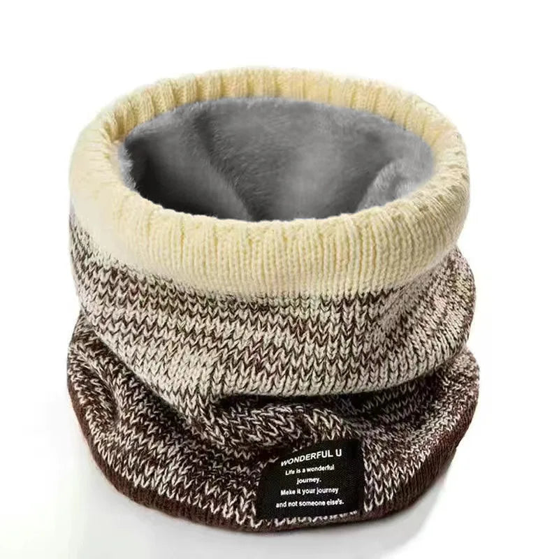 Winter Weicher Gestrickter Nackenwärmer – Dick Gefütterter Gradient Flausch Schal für Damen & Herren | Kälteschutzkragen für Outdoor Wandern & Radfahren Kaufschwan® Braun