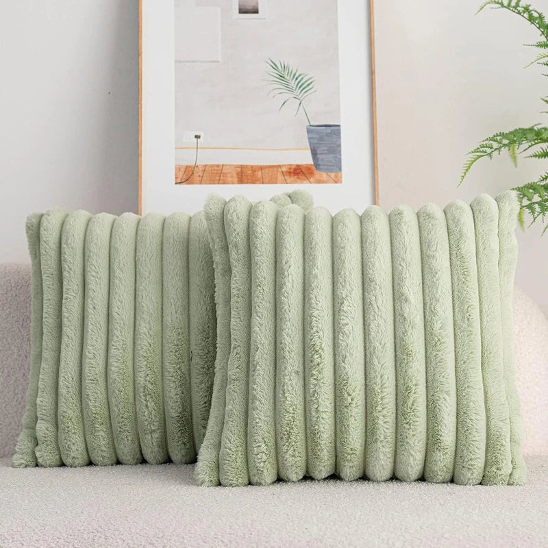 Weiß & Rosa Dekorativer Kissenbezug | Flauschiger Weicher Überwurf für Sofa, Couch & Wohnkultur | 45x45cm Kaufschwan®