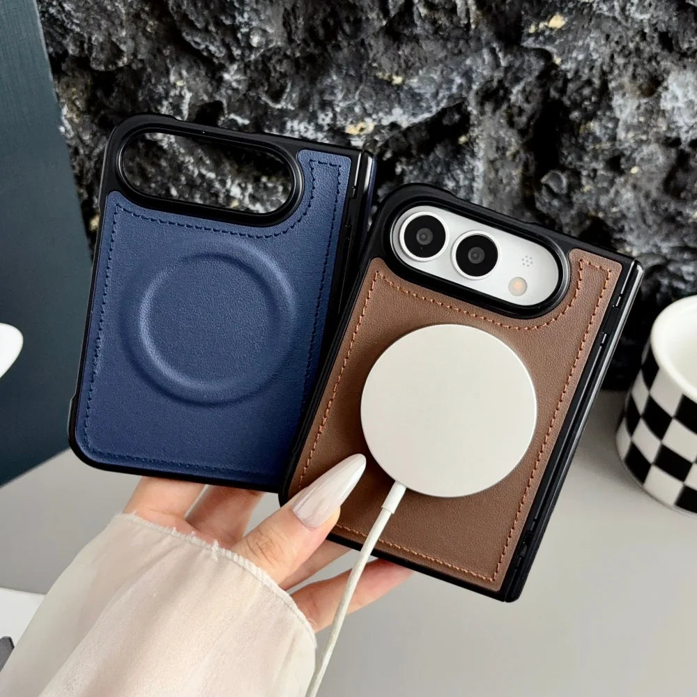 Luxuriöse Matte Lederhülle für iPhone Duo – Magnetische MagSafe-Kompatible Schutzhülle mit Kabellosem Laden und Stoßschutz Kaufschwan®
