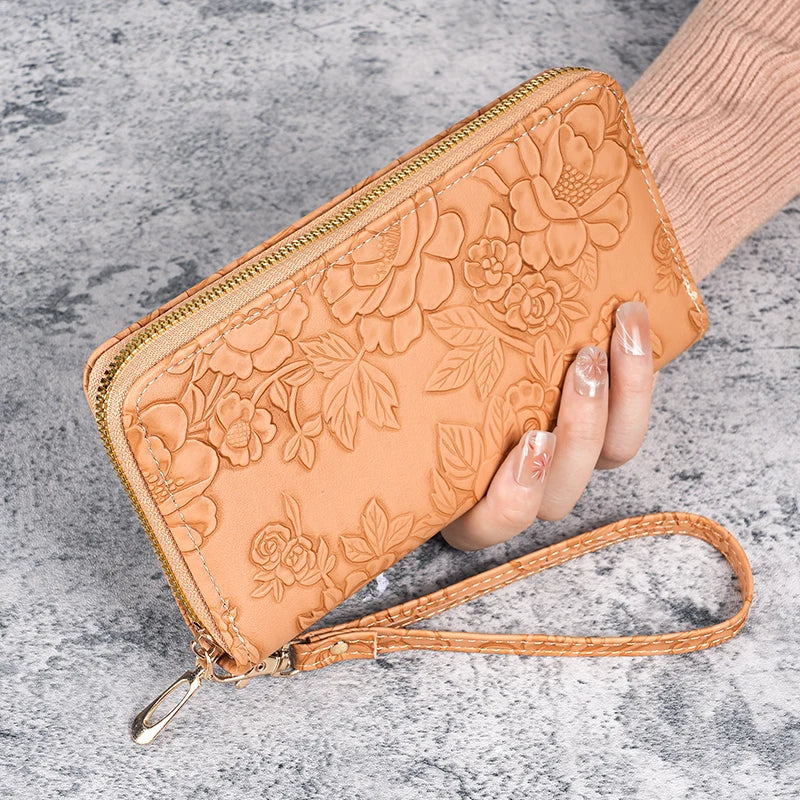 Damen Langbörse – Koreanischer Stil | Multifunktionale Handtasche mit Reißverschluss, Handyfach & Münzfach Kaufschwan® Braun