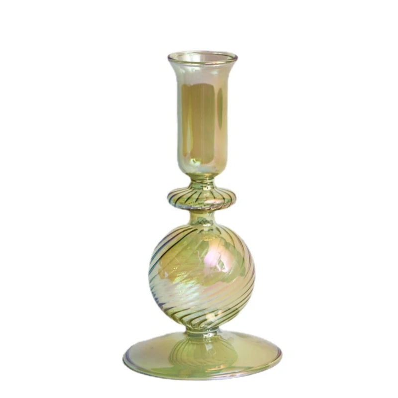 Floriddle Retro Kerzenständer – Hohe Stabkerzenhalter im Glasvasen-Stil für Zuhause, Party & Hochzeitsdekoration