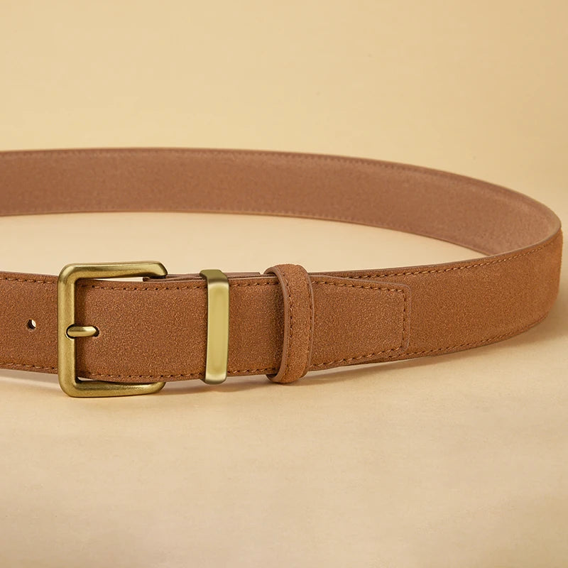 Luxus Wildledergürtel aus Rindsleder für Damen – Vintage Stil mit Goldschnalle | 3,5 cm Breiter Taillengürtel für Kleider & Jeans Kaufschwan®