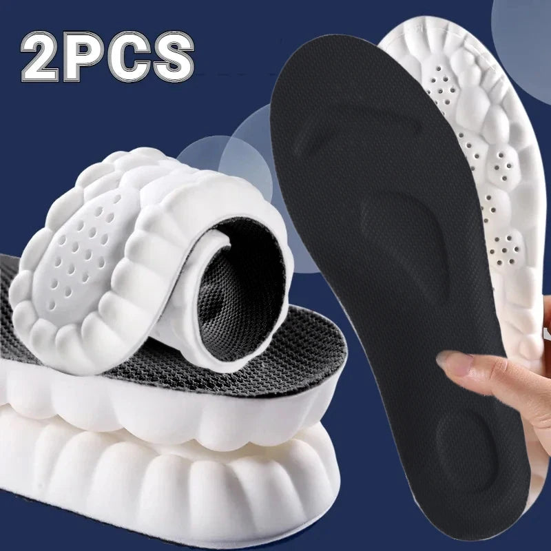 4D Massage Einlegesohlen | Superweiche Sportschuhe Sohlen mit Fußgewölbeunterstützung – Orthopädische Einlagen für Damen & Herren Kaufschwan® 2 Stück - Schwarz Weiß EU 43-44