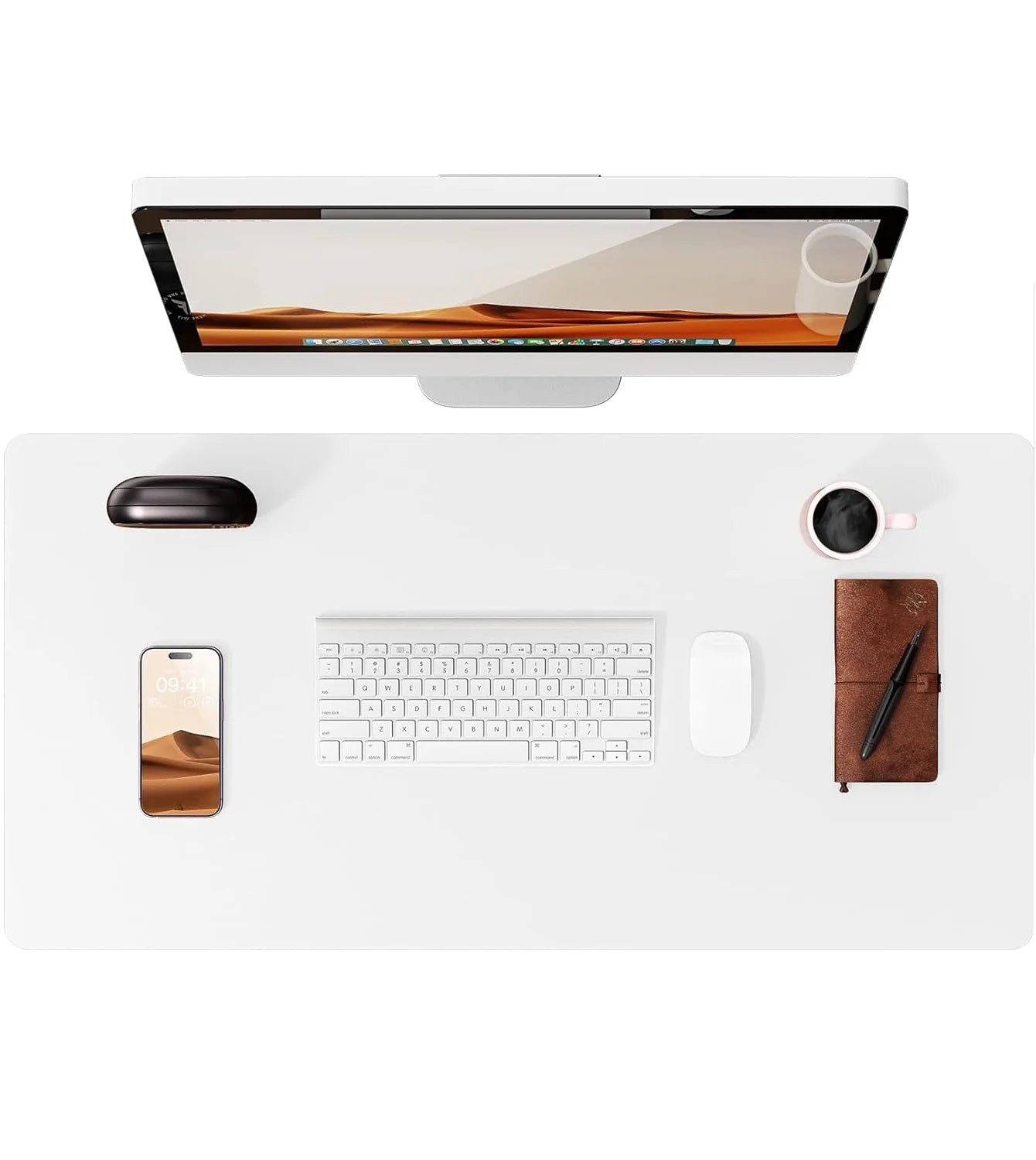 Große PU Leder Schreibtischunterlage – Rutschfeste Office Tischmatte und Laptop Schutzauflage Kaufschwan® Weiß 60x35 cm