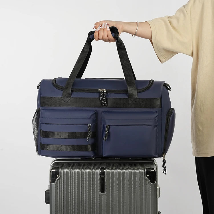 Große Reisetasche mit Viel Stauraum – Carry-On Tasche mit Trocken- & Nassfach | Multifunktionale Unisex Wochenend- & Nacht Tasche Kaufschwan®