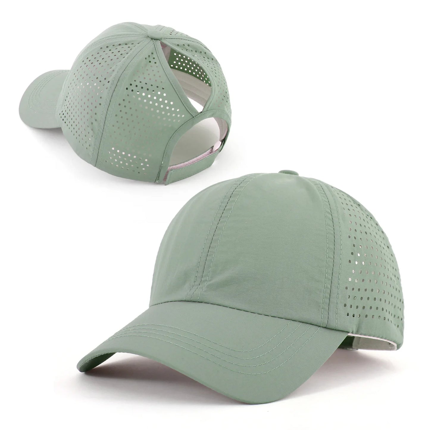 Damen Zopf Cap | Damen & Herren Mesh Atmungsaktive Baseballcap | UV-Schutz & Ponytail-freundlich Verstellbar Kaufschwan® Hellgrün