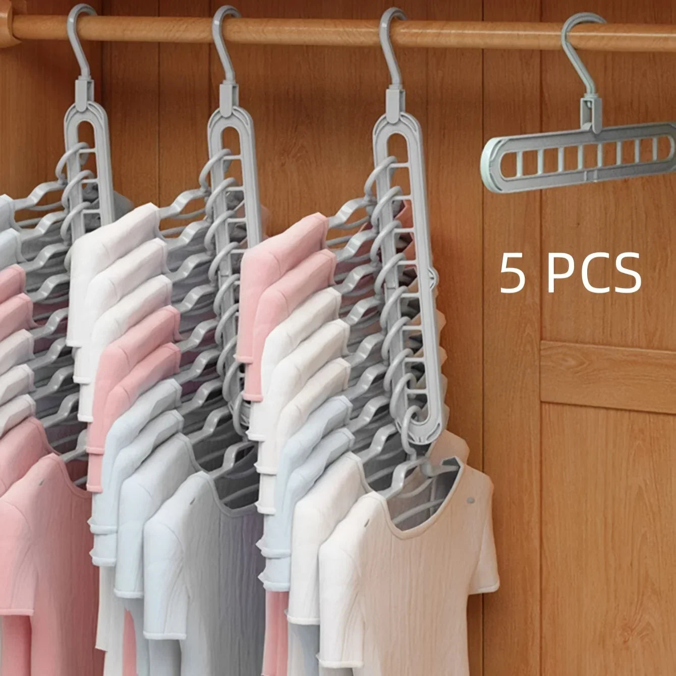 Kunststoff 9 Loch Faltbare Kleiderbügel – Robuster Platzsparender Organizer für Kleiderschrank und Garderobe Kaufschwan® 5 Stück