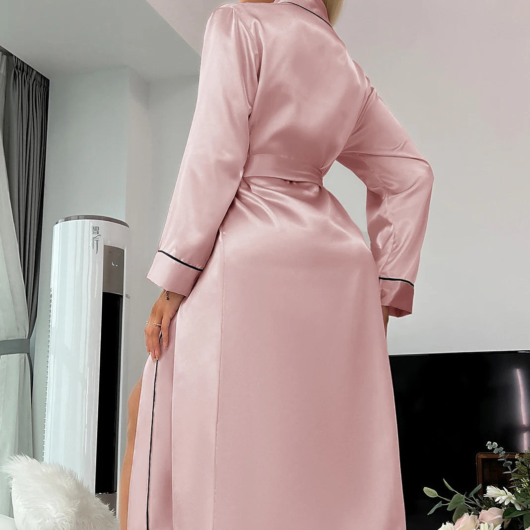 Damen Eis-Seide Nachtkleid/Mantel – Dünn & Elegant Kaufschwan®