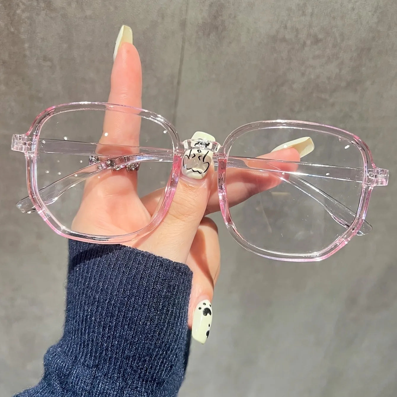 Damenbrille in Jelly-Farbe – Neue Retro-Flache Irreguläre Fassung | Modische Alltags- und Freizeitbrille Kaufschwan® Rosa