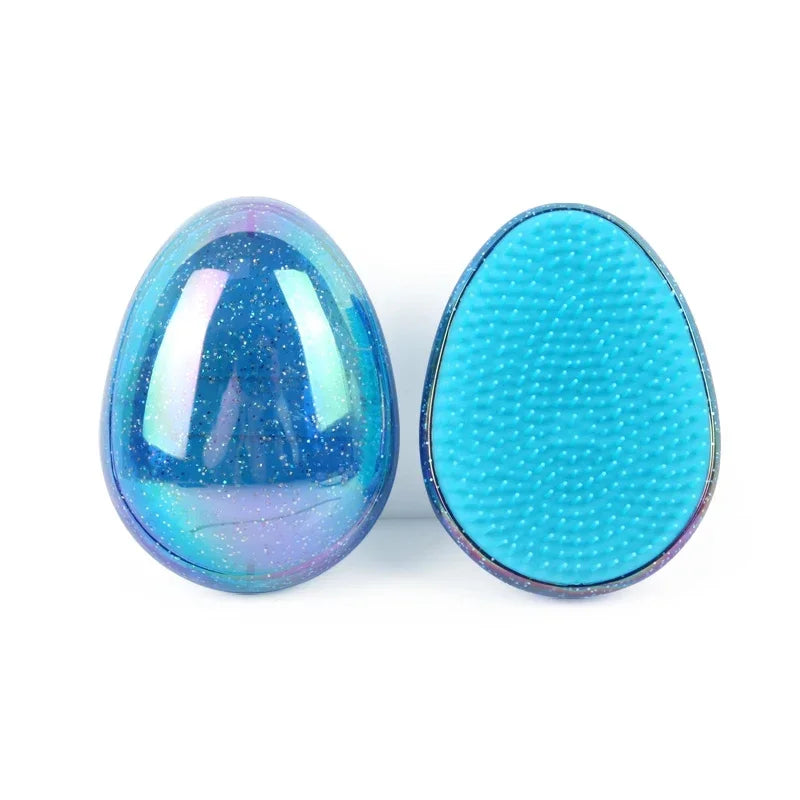 Kleiner Tragbarer Ei-Kamm – Sternenhimmel Design | Antiverknotungs-Haarbürste für Kinder, Reisen & Edge-Styling Kaufschwan® Blau