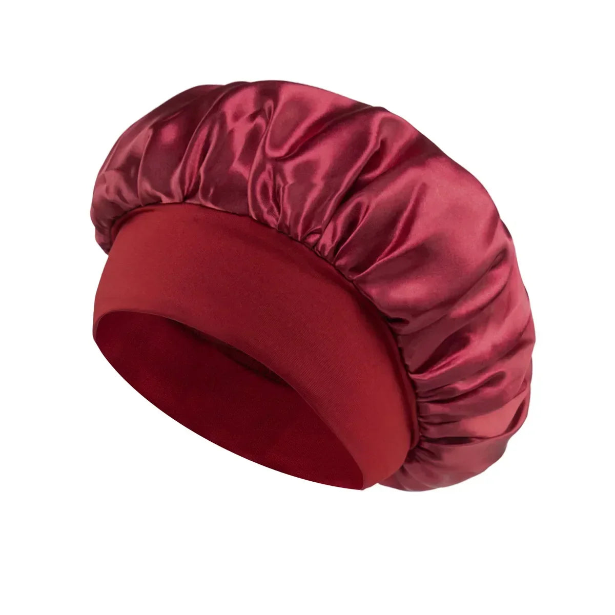 Satin-Schlafhaube für Damen – Große Elastische Haarhaube mit Breitem Weichem Band für Lockiges Haar und Nachtpflege