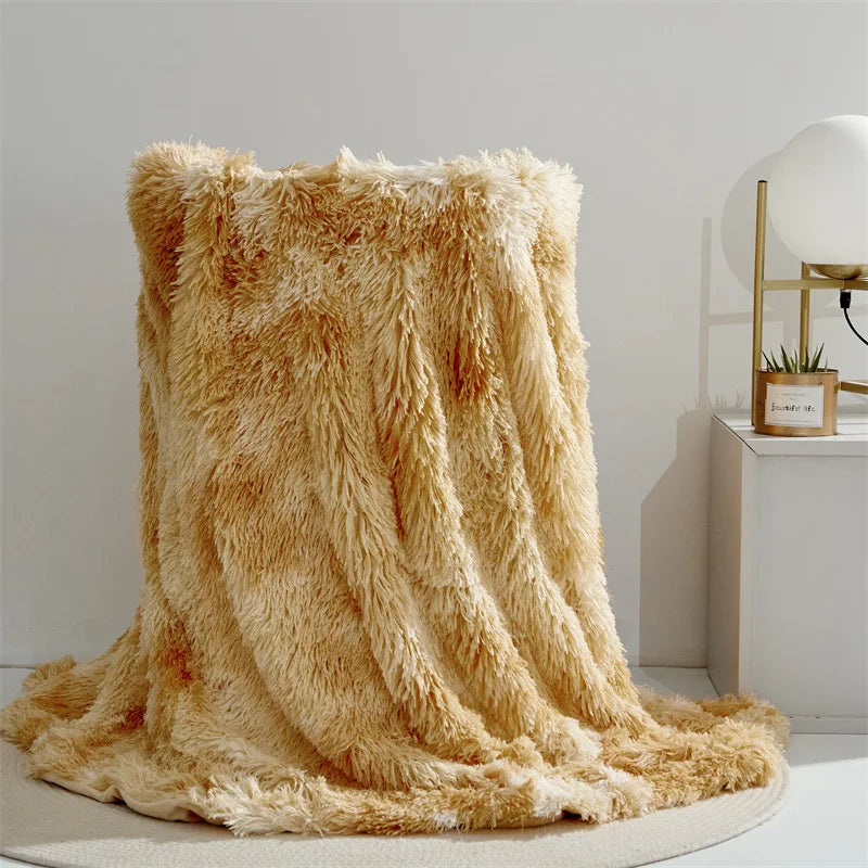 Vier-Jahreszeiten Universelle Nerz-Fleece-Decke – Flauschige Tie-Dye Einfarbige Decke für Wärme und Komfort Kaufschwan® Honiggold 200x230cm