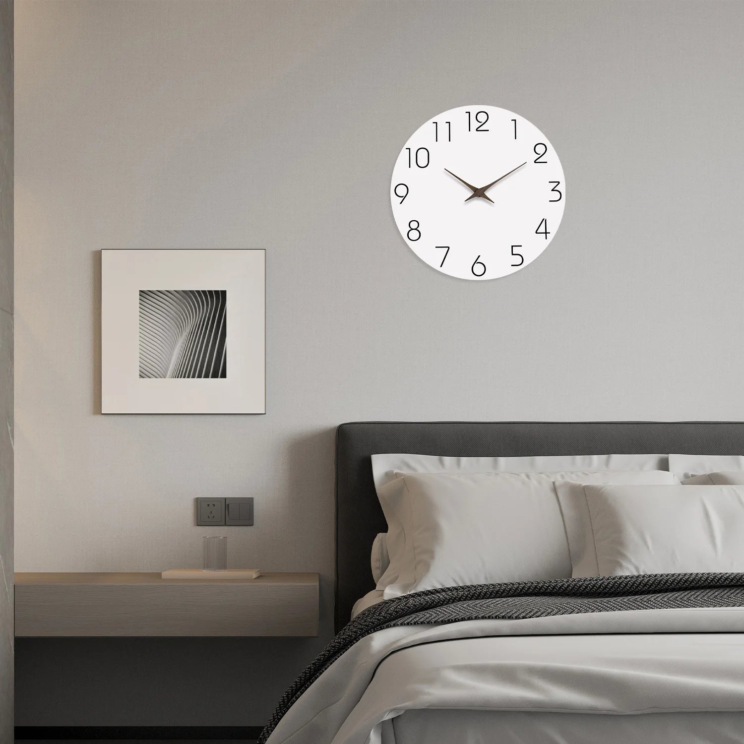 Weiße Muster Holz Wanduhr – Leise Quarz Moderne Deko Uhr Kaufschwan®