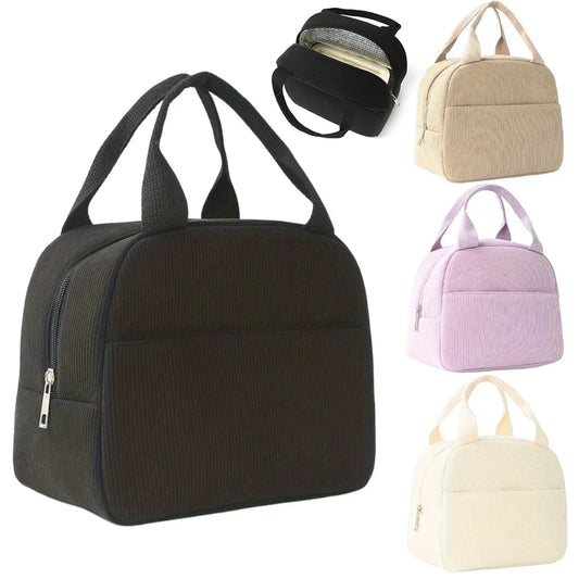 Wiederverwendbare Isolierte Kühltasche – Bestickte Cord Lunchbag | Tragbare Kühltasche für Kinder, Schule, Arbeit & Reisen Kaufschwan®