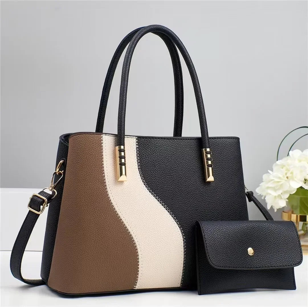 Große Modische Damenhandtasche im Farbblock Design – Sommer Schulter- & Crossbody Tasche mit Weichem Polyesterfutter Kaufschwan®