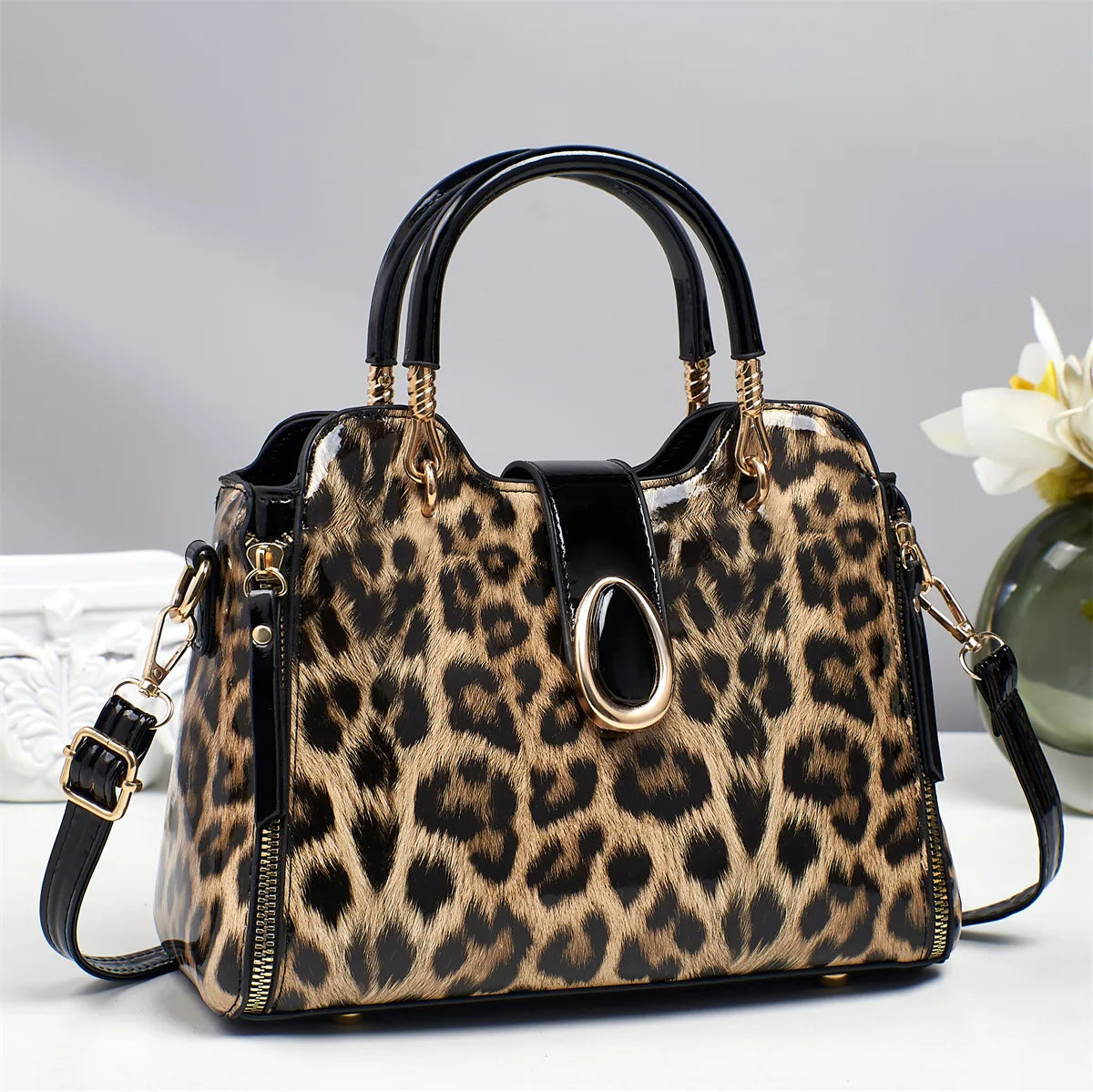 Trendige Damenhandtasche mit Leopardenmuster – Große PU Schulter- & Satchel Tasche | Alltagstasche für Frauen Kaufschwan®