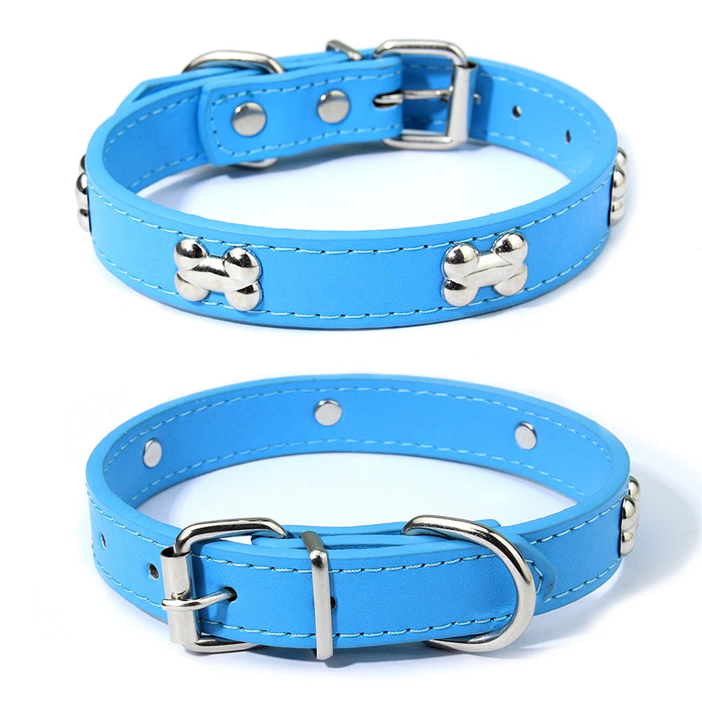 Knochen Leder Hundehalsband Strapazierfähig Verstellbar für Kleine Große Hunde Katzen Welpen