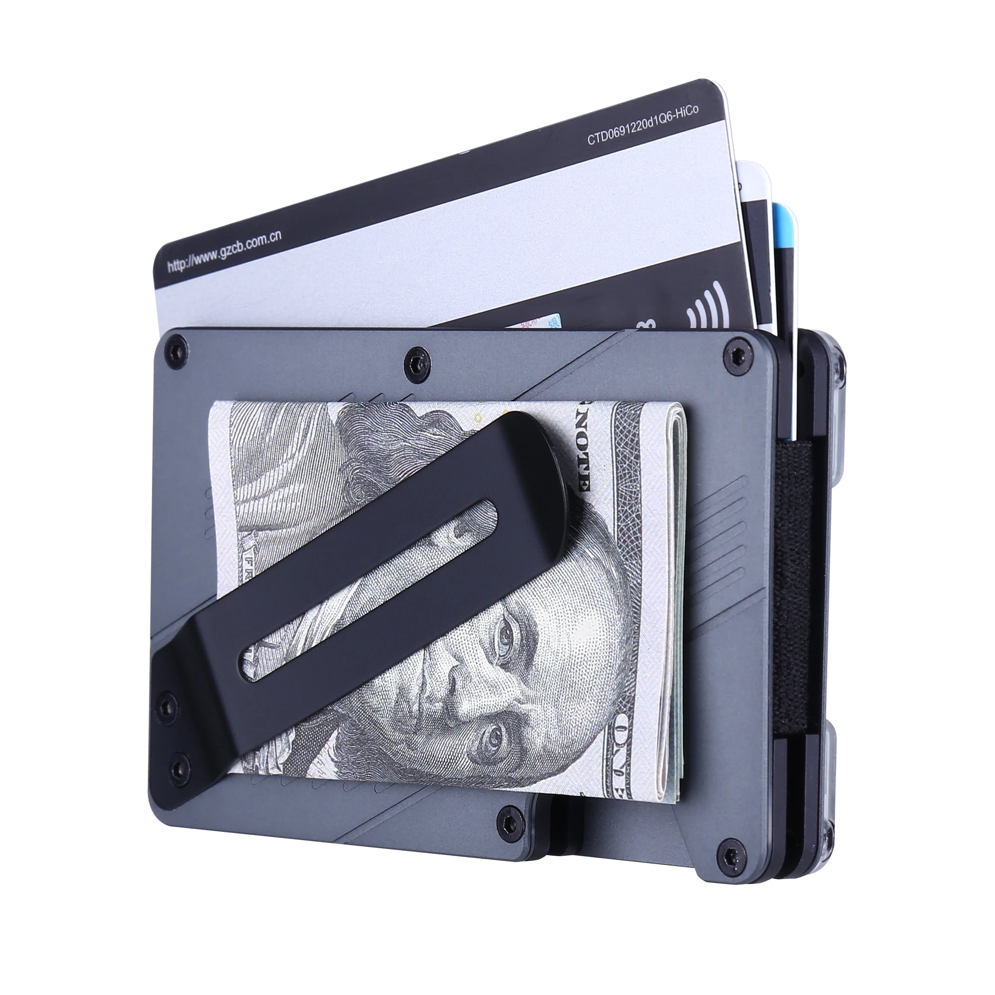 Herren Geldbörse – Schlanke Aluminium Metall Geldklammer Wallet mit Klarem ID-Fach | RFID Schutz Ultra-Dünne Taktische Brieftasche Kaufschwan®