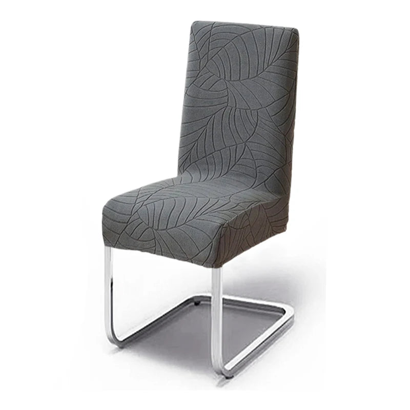 1/2/4/6 Stück Blatt Jacquard Stuhlbezug – Einfarbiger Spandex Sitzbezug | Elastischer Stuhlschutz für Küche, Esszimmer & Restaurant Kaufschwan® Dunkelgrau 1 Stück