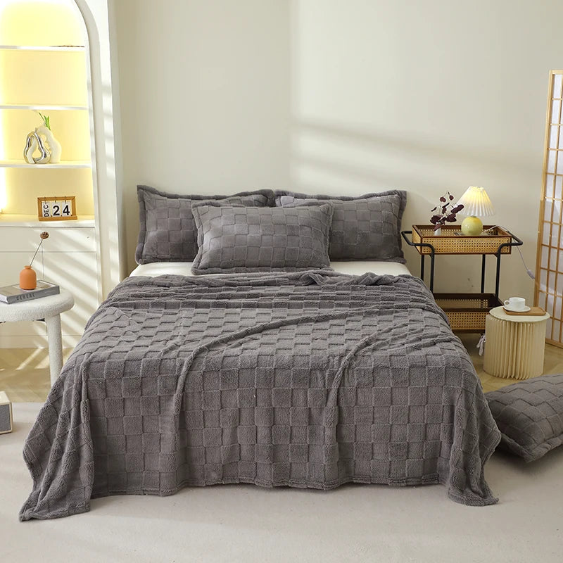 Karierte Weiche Taffeta Fleece Decke – Flauschiger Einfarbiger Bettbezug & Überwurf für Sofa, Bett, Erwachsene, Kinder & Haustiere Kaufschwan® Grau Blanket 100x120cm