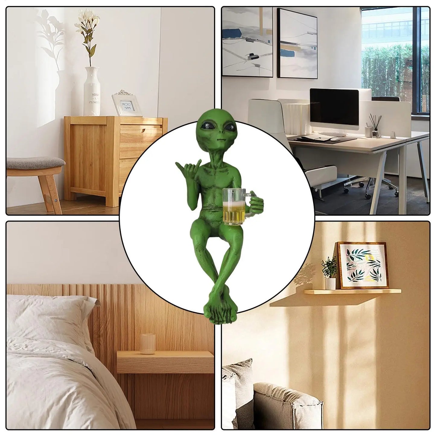 Grüne Alien Statue – Lustige Resin Alien Skulptur als Tischdekoration und Deko Kaufschwan®