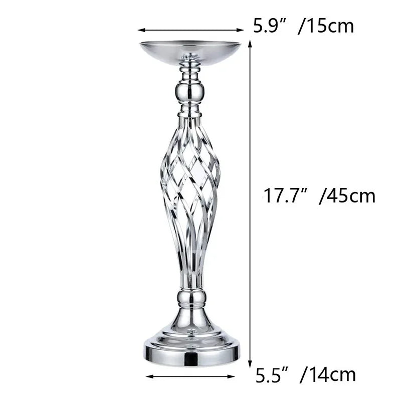 Goldfarbener Eisen Kerzenhalter – Gedrehter Tisch Kerzenständer im Vasenstil für Zuhause, Hochzeit & Blumendekoration Kaufschwan® Silber S 1 Stück
