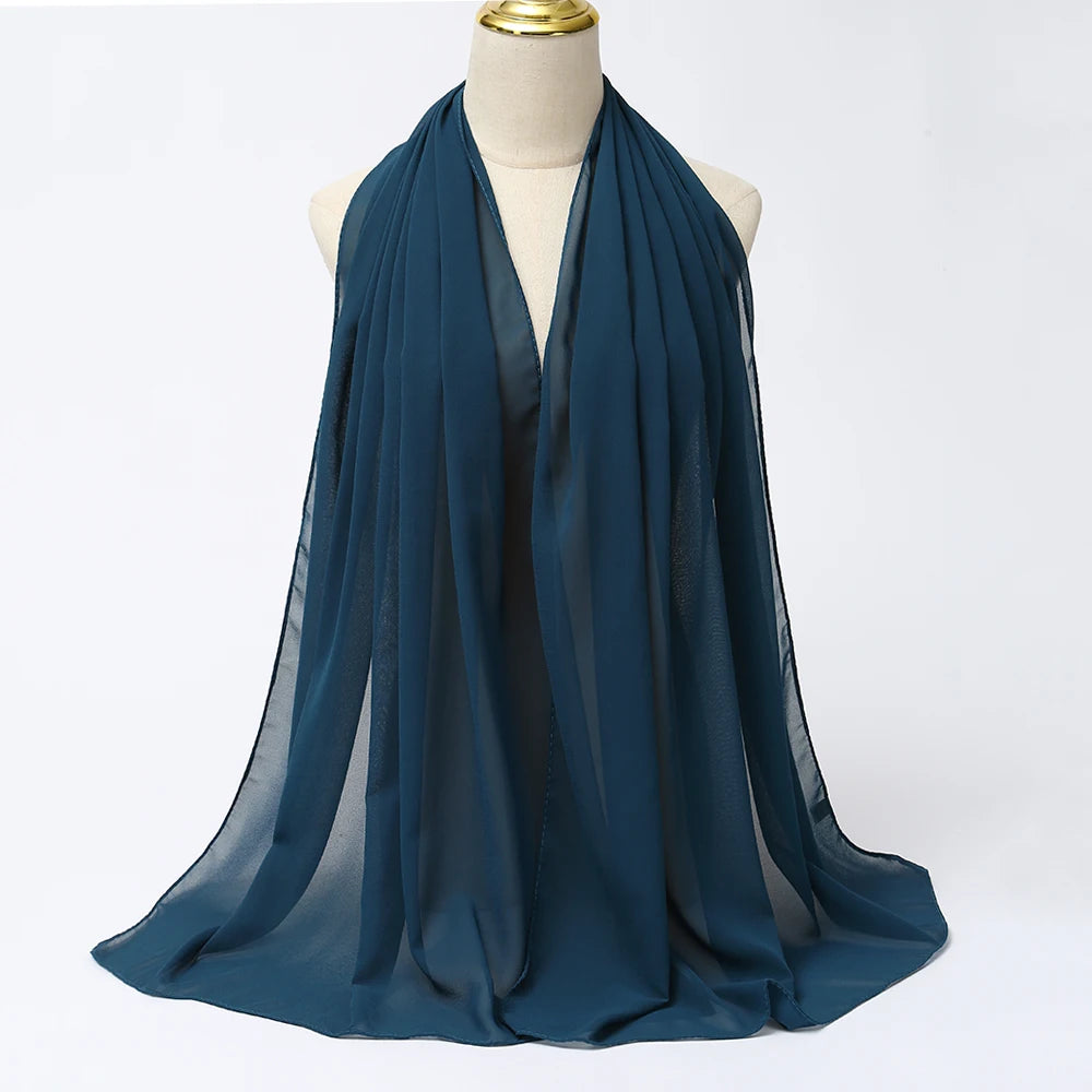 Muslimischer Chiffon Hijab Schal – Damen Langer Einfarbiger Kopf Schal | Eleganter Jersey Schleier & Modisches Umschlagtuch