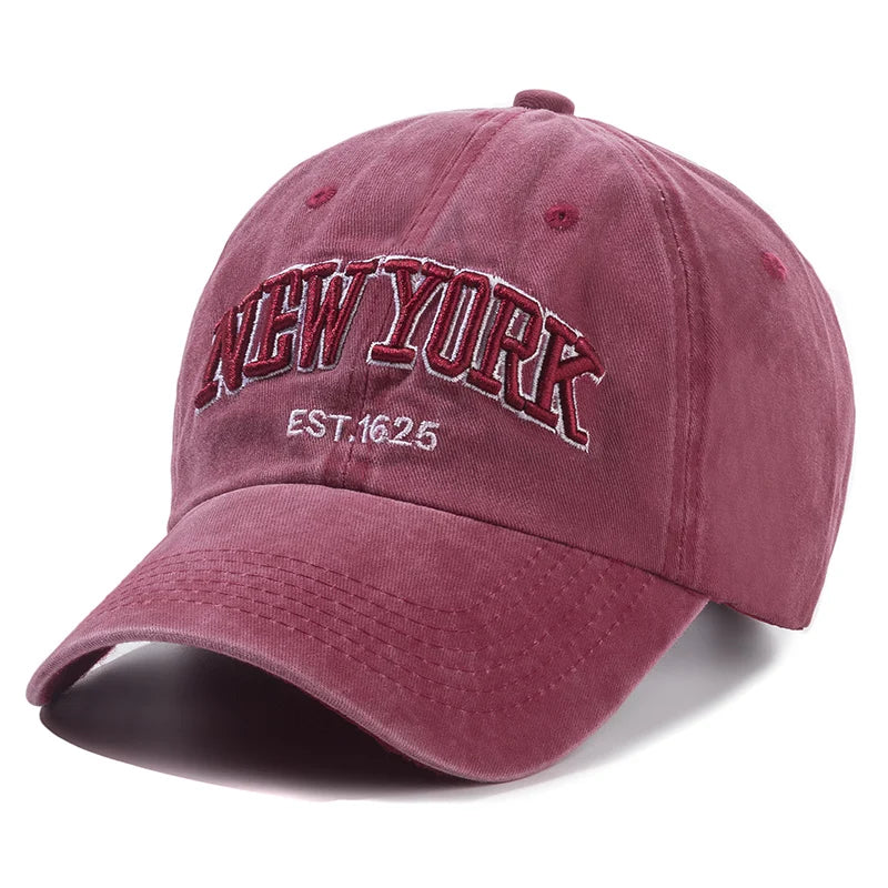 New York Washed Cotton Cap | Herren & Damen Snapback Baseballkappe | Sonnenschutz Baseballcap | Outdoor Baseballcap Kaufschwan® Rot