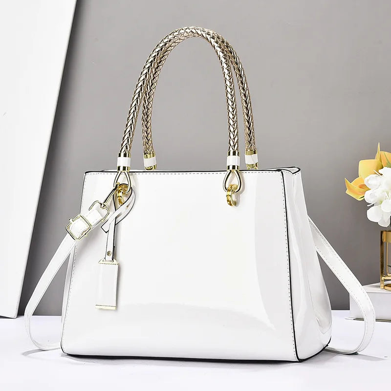 Modische Damen Satchel Handtasche – Neuer Street Trend Leder Crossbody & Schultertasche mit Reißverschluss und Großem Fassungsvermögen Kaufschwan® Weiß