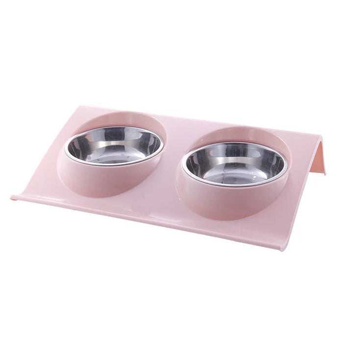Ergonomische Haustier Futterstation – Doppel Edelstahlschalen mit Modernem Look Kaufschwan® Rosa S