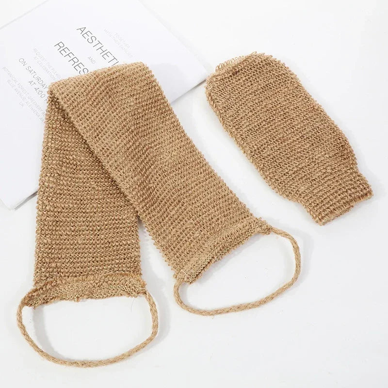 Hanf Rückenpeeling Tuch – Natürlicher Jute Peeling Rücken Gurt mit Handschuhen Körperreinigungs Set Kaufschwan®