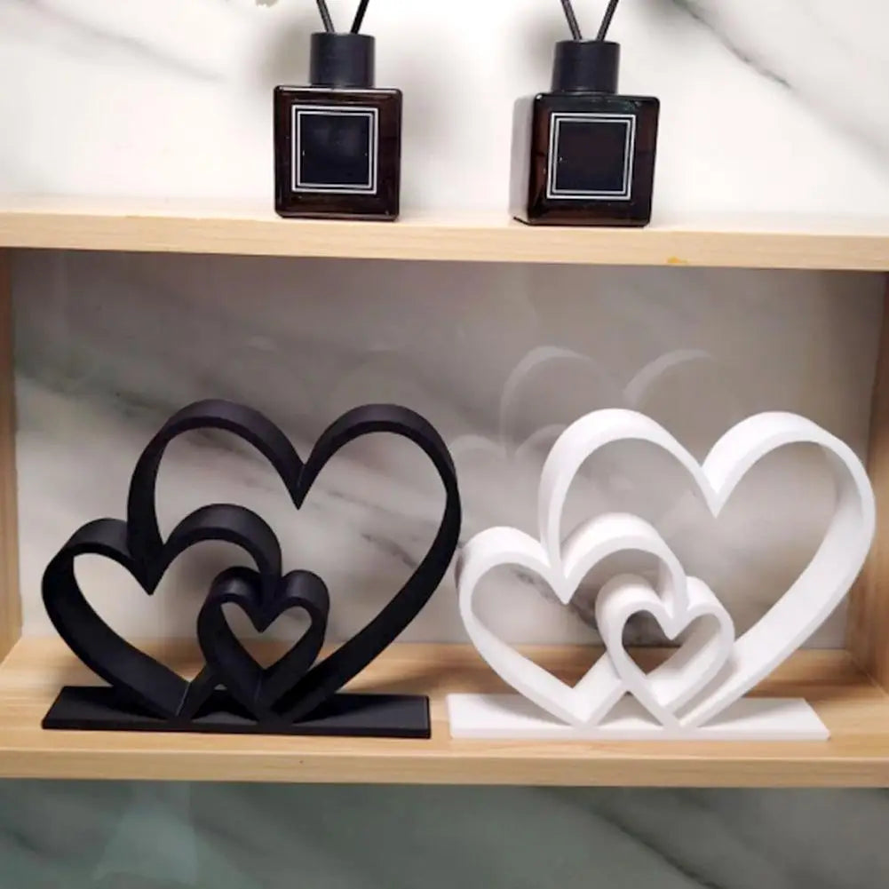 Herz Skulptur Valentinstag Geschenk – Schwarz Weiß Moderne Minimalistische Liebesdekoration für Regal und Tisch Kaufschwan®